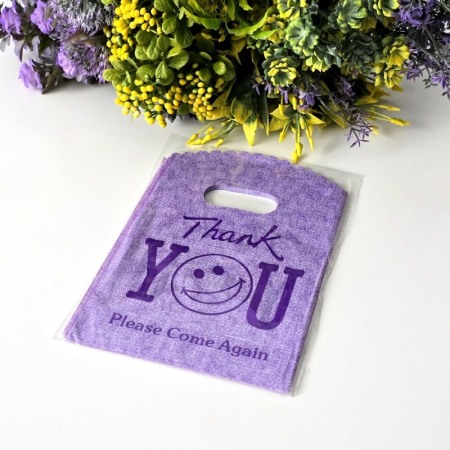 Set 50 pungi din plastic mov Thank-You 15cm x 9cm [3]