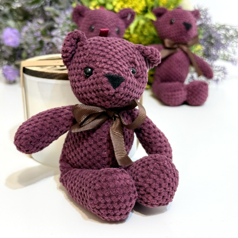 Acasa - Ursulet de plus mov cu fundita 19 cm