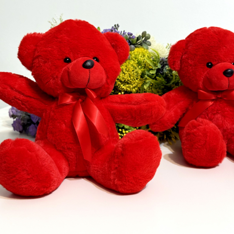 Ursulet de plus cu fundita culoare rosie 25 cm [4]