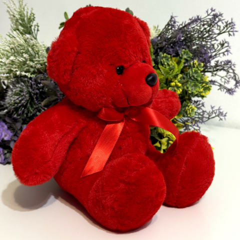 Ursulet de plus cu fundita culoare rosie 25 cm [1]