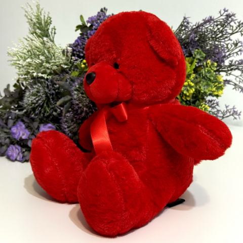 Ursulet de plus cu fundita culoare rosie 25 cm [2]
