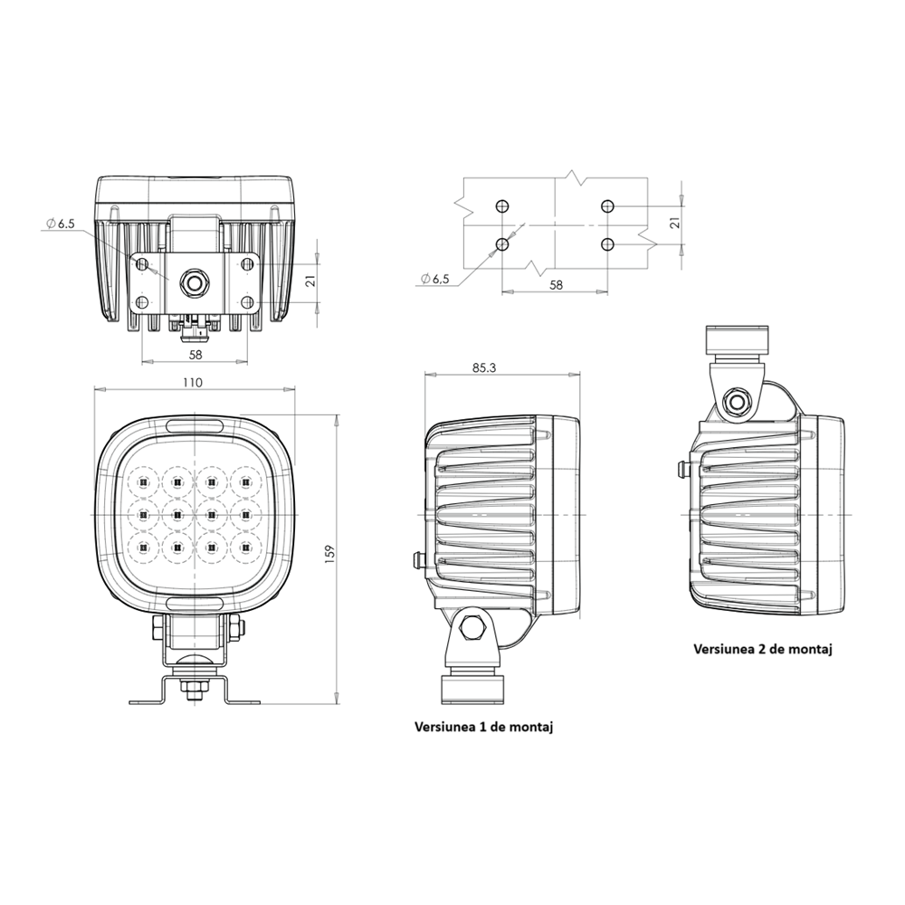 Proiector/ lampă lucru LED 8000 lm, fascicul dispersat,  aluminiu – WAS W130 Model 1214 [5]