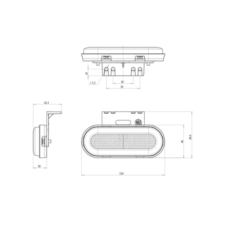 Lampă poziție laterală cu semnalizare LED „neon” 12–24V, cod 1420 [8]
