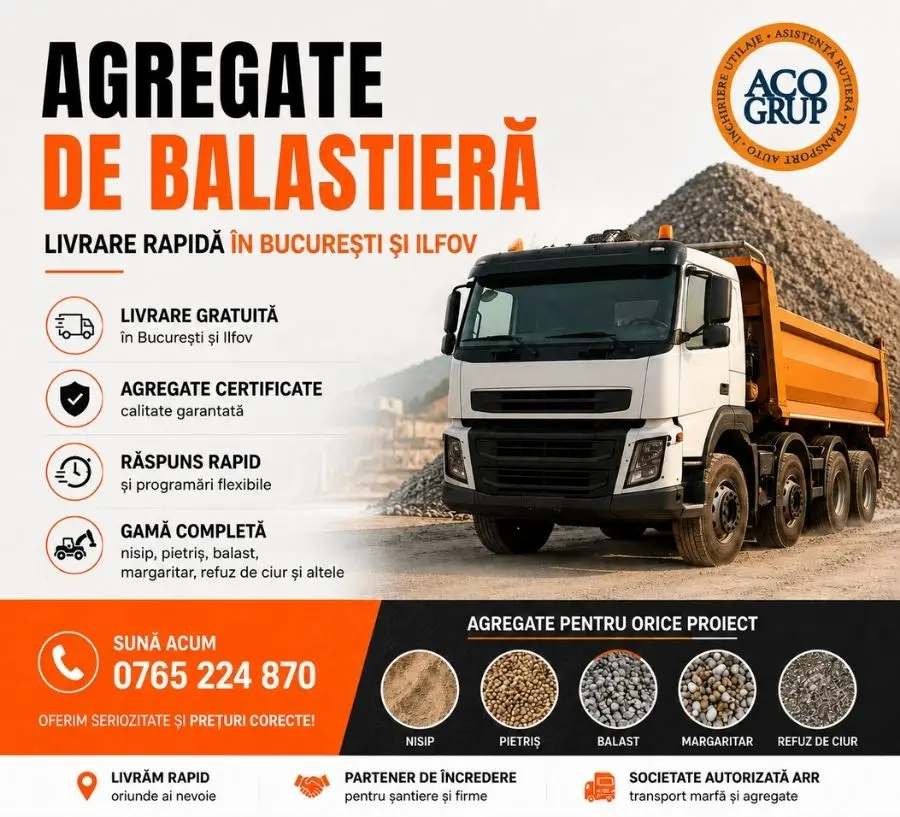 Agregate minerale de balastiera cu livrare in Bucuresti si Ilfov