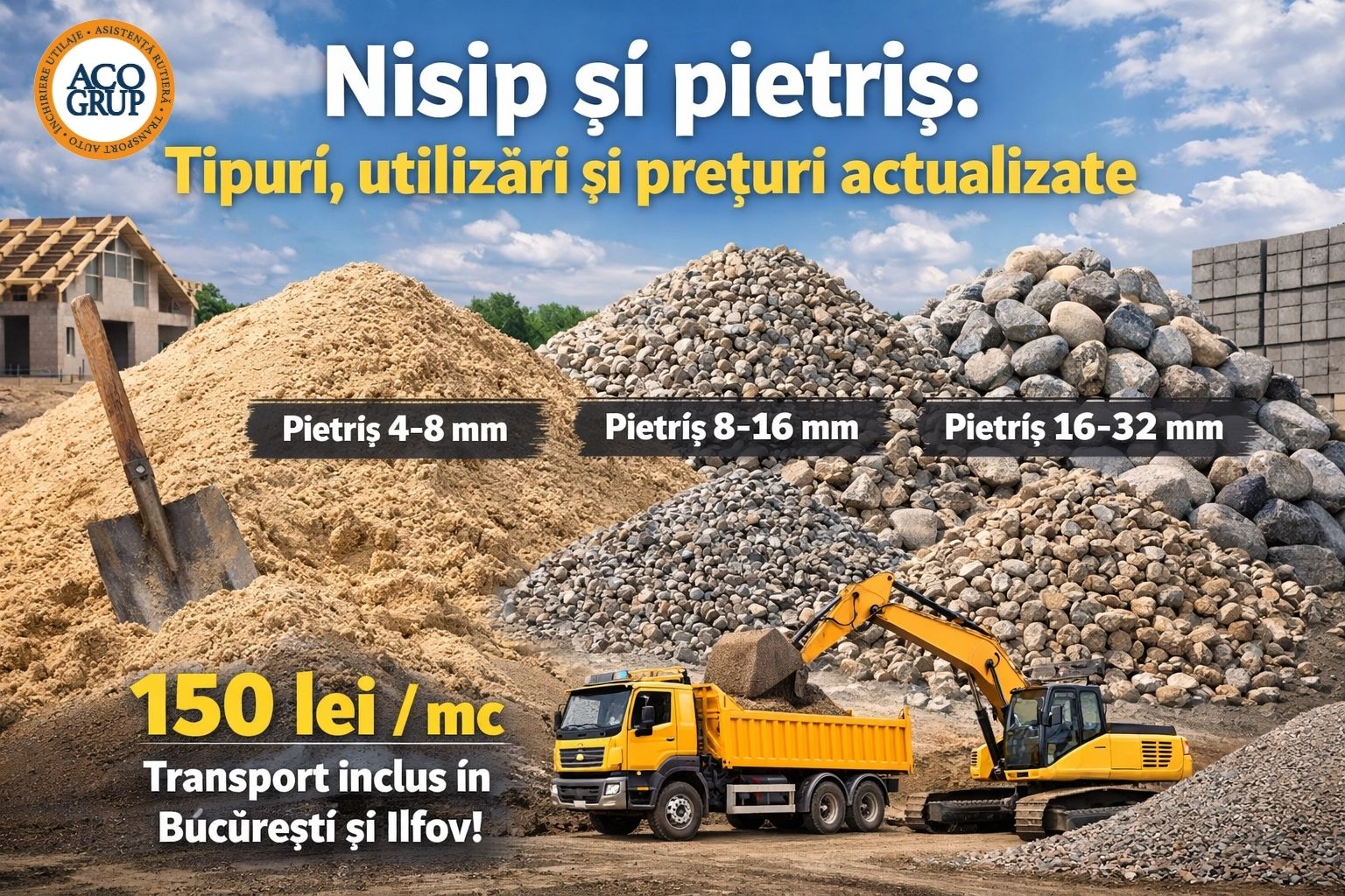 Nisip si Pietris - Tipuri, Utilizari si Preturi Actualizate Aprilie 2026
