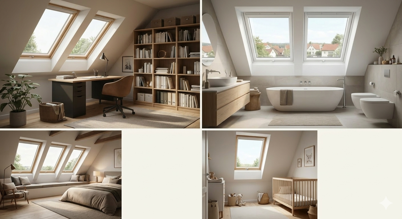 Ghid Amplasare Ferestre Mansardă VELUX-dormitor -birou-camera-copii-baie