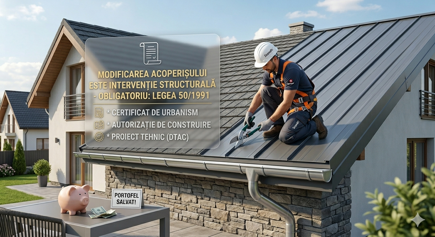 MODIFICAREA ACOPERIȘULUI ESTE INTERVENȚIE STRUCTURALĂ - OBLIGATORIU: LEGEA 50/1991