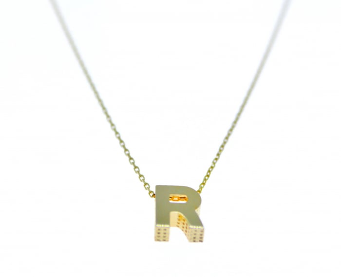 Colier cu initiala R din Aur Galben 14K [1]