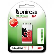 1 acumulatori NiMH marimea 9V (6LF22) 200 mAh marca UNIROSS [1]