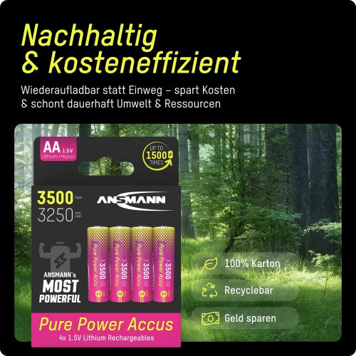 1312-0042 Ansmann Li-ion Pure Power AA / HR06 tip 3500 mAh Ambalati Cate 4 [4]