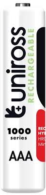 4 acumulatori NiMH AAA (R3) 1000 mAh marca UNIROSS ambalati intr-un blister [2]
