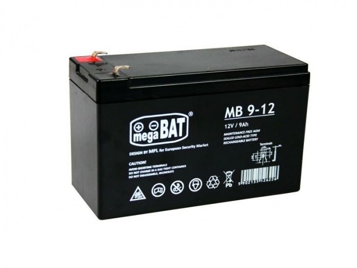 Acumulator stationar Plumb-Acid AGM/VRLA 12V - 9Ah marca MB [2]