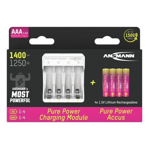 Set 4 acumulator Pure Power Li-Ion AAA / HR03 și Modul de Incărcare [4]