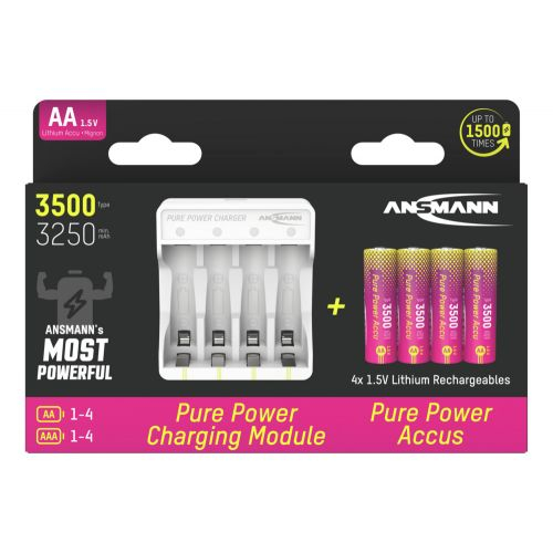 Set 4 acumulator Pure Power Li-Ion AA / HR06 și Modul de Incărcare [4]