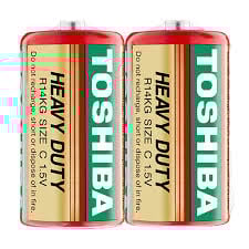 BATERII ZINC CARBON - 2 baterii Zinc Carbon (R14) marca TOSHIBA ambalate intr-o folie