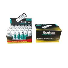 24 baterii alcaline AA (R6) marca UNIROSS POWER PLUS ambalate intr-o cutie de carton [1]