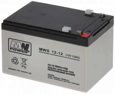 ACUMULATORI STATIONARI CU PLUMB - Acumulator stationar Plumb-Acid AGM/VRLA 12V - 12Ah marca MW POWER