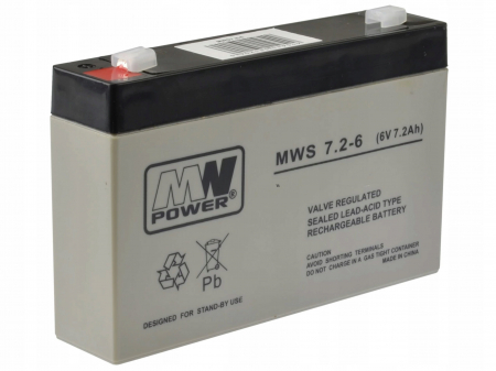 ACUMULATORI - Acumulator stationar Plumb-Acid AGM/VRLA 6V - 7.2Ah marca MW POWER