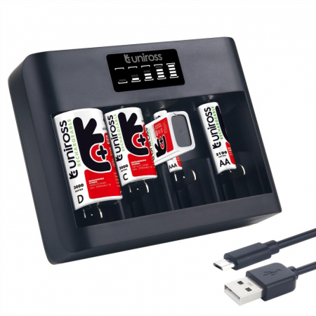 INCARCATOARE - Incarcator UNIVERSAL pentru AA, AAA, C, D, 9V cu ecran LCD