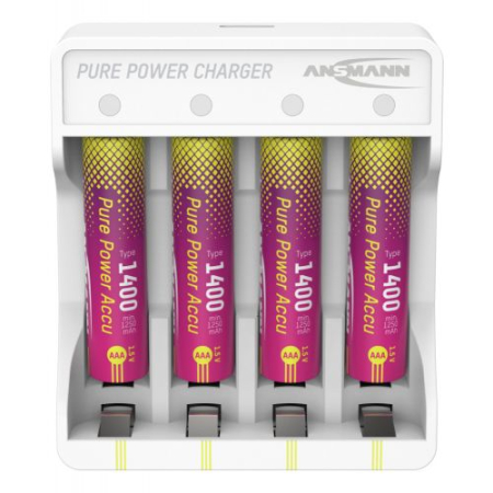INCARCATOARE - Set 4 acumulator Pure Power Li-Ion AAA / HR03 și Modul de Incărcare