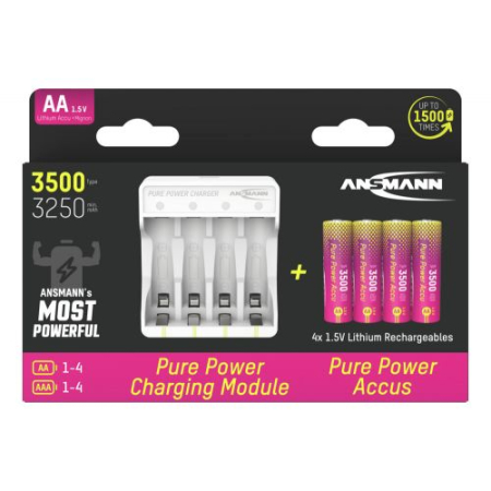 Set 4 acumulator Pure Power Li-Ion AA / HR06 și Modul de Incărcare [3]