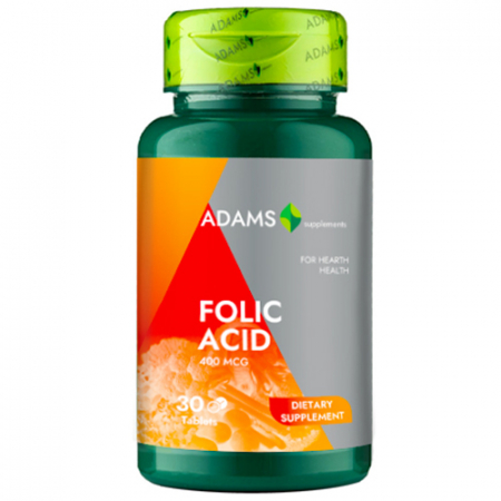 Vitamine si Minerale - Acid Folic 400mcg, 30cps, Adams Supplements