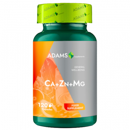 Vitamins and Minerals - Ca+Zn+Mg, 120cps, Adams Supplements