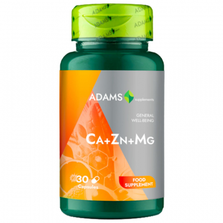 Vitamins and Minerals - Ca+Zn+Mg 30cps, Adams Supplements