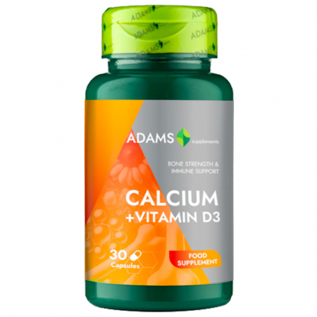 Vitamins and Minerals - Calciu + Vitamin D3, 30cps, Adams Supplements