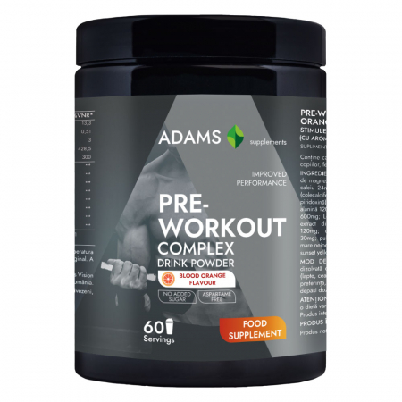 Inainte de antrenament - Complex PreWorkout (portocale rosii), 360g, Adams Supplements