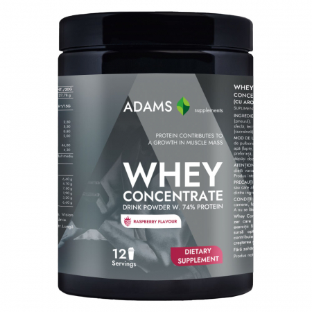 WPC - Concentrat proteic din zer - Concentrat proteic din zer (zmeura), 360g, Adams Supplements