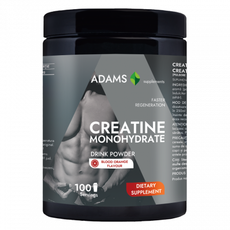 Creatina - Creatina monohidrata (portocala rosie), 400g, Adams Supplements