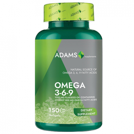 Sistemul nervos - Omega 369 (Flaxseed Oil), 150cps, Adams Supplements