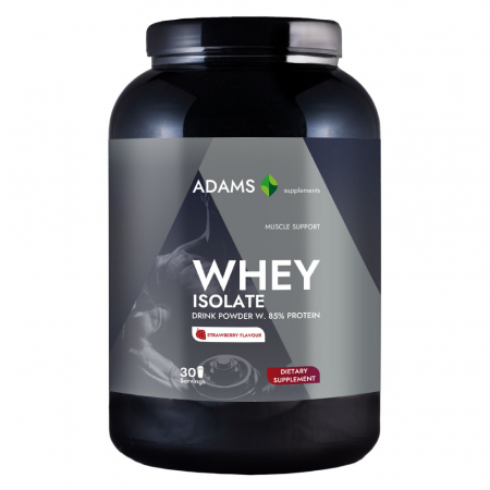 Toate produsele - Izolat proteic din zer (capsuni), 908g, Adams Supplements