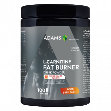 Fat Burner - L-Carnitine Fat Burner (portocale rosii), 350g, Adams Supplements