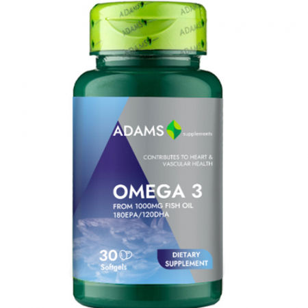 Par, piele si unghii - Omega 3 1000mg, 30cps, Adams Supplements