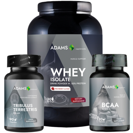 WPI - Whey protein isolate - Pachet Izolat Capsuni, Tribulus, BCAA