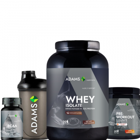 Pre-Workout - Pachet Izolat ciocolata + BCAA + PreWorkout + Shaker