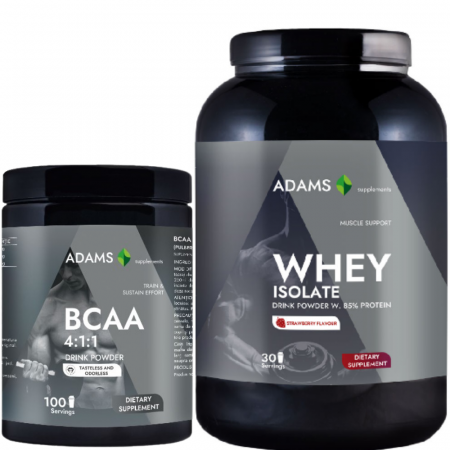 WPI - Whey protein isolate - Pachet Izolat proteic din zer (căpșuni) & BCAA fara aroma