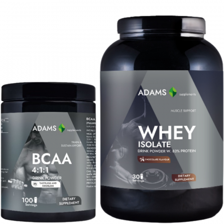 Creatine - Pachet Izolat proteic din zer (ciocolata), 908g & BCAA 4:1:1 (fara aroma), 400g