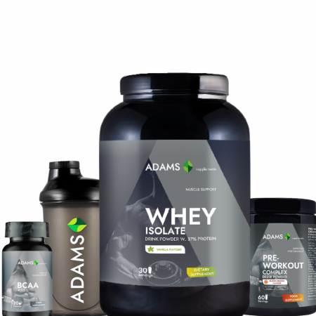 Pre-Workout - Pachet Izolat vanilie + BCAA + PreWorkout + Shaker
