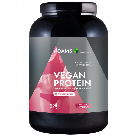 Proteine vegane - Proteina vegana (zmeura), 908g, Adams Supplements