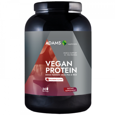 Toate produsele - Proteina vegana (capsuni), 908g, Adams Supplements