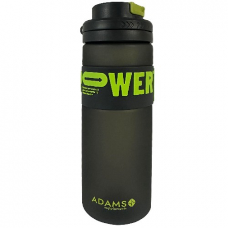 Flacoane - Sticla apa plastic cu pai, POWER, negru, 820ml, Adams Supplements