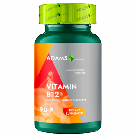 Vitamine si Minerale - Vitamina B12 500mg, 90cps, Adams Supplements