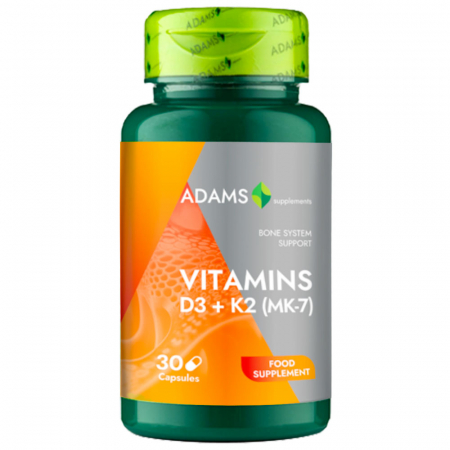 Vitamins and Minerals - Vitamin D3 + K2 (MK-7) 30cps, Adams Supplements