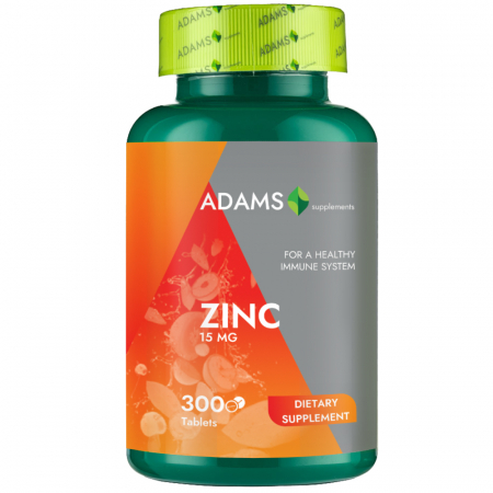 Vitamine si Minerale - Zinc 15mg, 300cps, Adams Supplements