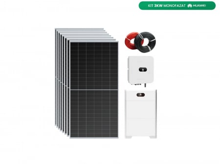 Sisteme / kituri fotovoltaice - Kit Complet cu Montaj INCLUS, 3kW Monofazat cu 10kWh Stocare, Huawei