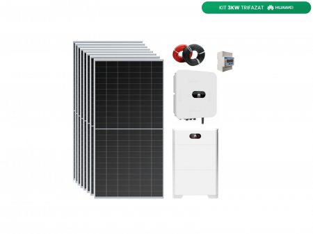 Sisteme / kituri fotovoltaice - Kit Complet cu Montaj INCLUS, 3kW Trifazat cu 10kWh Stocare, Huawei