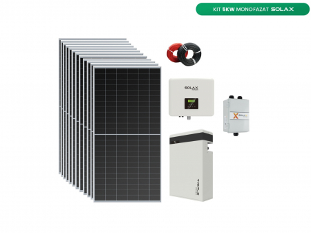 Sisteme / kituri fotovoltaice - Kit Complet cu Montaj INCLUS, 5kW Monofazic cu 5.8kWh Stocare, Solax